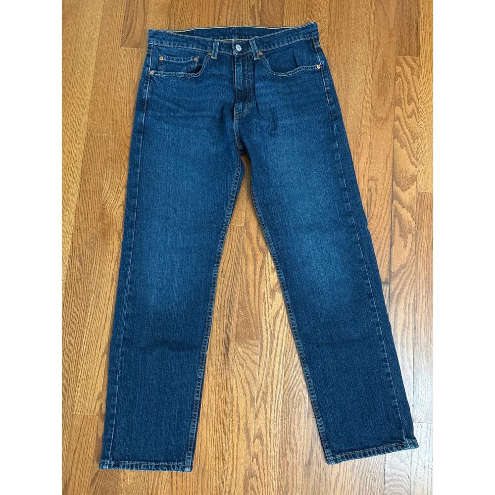 Levis 505 Dark Blue Men's 34x30 Regular‎ Fit Denim Rare Blank Red Tab Jeans